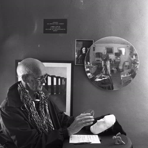 <body>
 <p>
  This series,<i> Self-portrait, after Poussin</i> explores how we see ourselves over time. The plaster mask is a self-portrait made years ago: it represents the past self, fixed and unchanging. The round glass lens stands for photography and the present moment, always shifting with light. The mirror shows that identity is never just individual but always in relation to others.
 </p>
 <p>
In the 1649 painting, Poussin included statuary and a ring referencing Stoic philosophy. Stoicism taught that life is shaped by time, change, and the need to accept what is beyond our control. Poussin used these icons to show himself not only as an artist, but also as someone seeking wisdom in a changing world.
 </p>
 <p>
In today’s age, these ideas still feel relevant. The plaster mask recalls memory and permanence, but the lens and mirror suggest the constant flux of the present and our ties to others. Like the Stoics, the project reflects on how we live with change and find steadiness in self-understanding. Philosopher Paul Ricoeur’s writings on identity deepen this reflection: we are at once the same person over time and always becoming someone new.
 </p>
</body>
 Images Copyright Aldobranti® ©2008-'2025. All rights reserved.